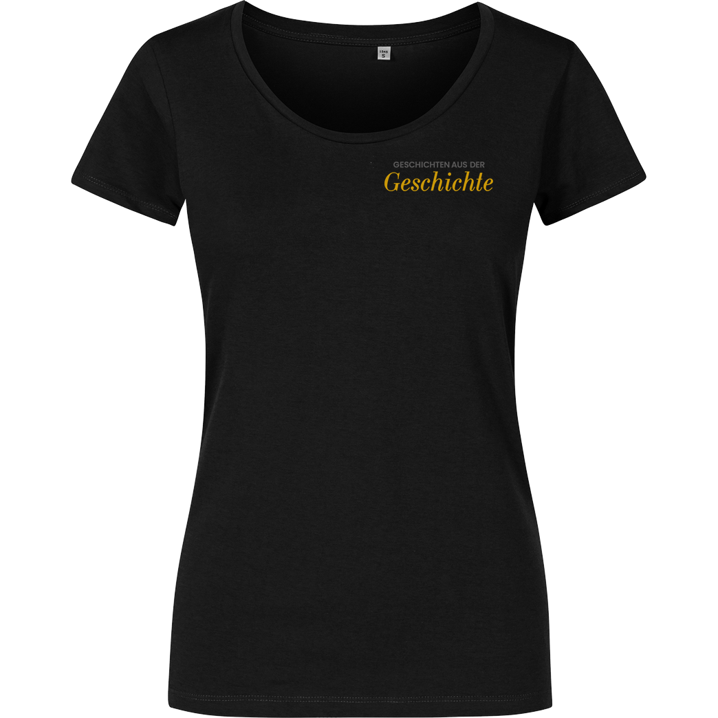 GeschichteFM Geschichten aus der Geschichte - Schriftzug Einseitig T-Shirt Damenshirt schwarz